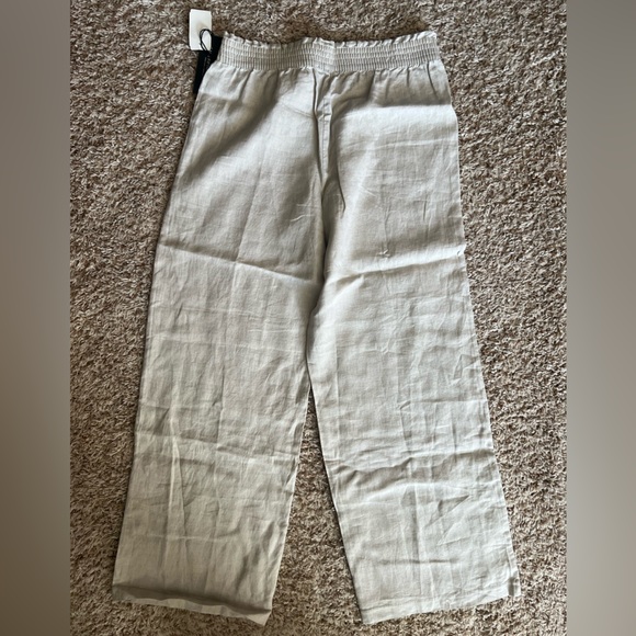 SAKS Fifth Avenue Linen Wide leg pants in Khaki - NWT - Size Medium - Picture 4 of 6